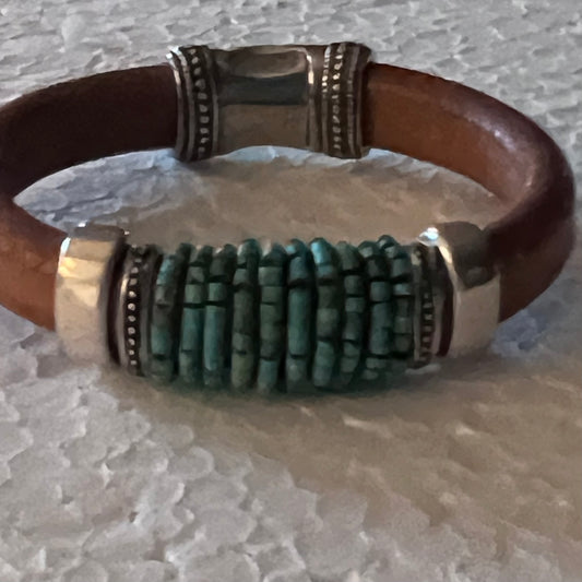 Tubular Green/  Blue Turquoise on Natural