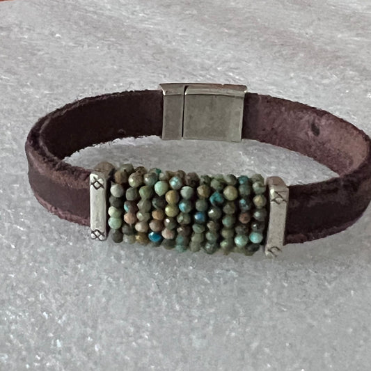 Raw Leather with African Turquoise