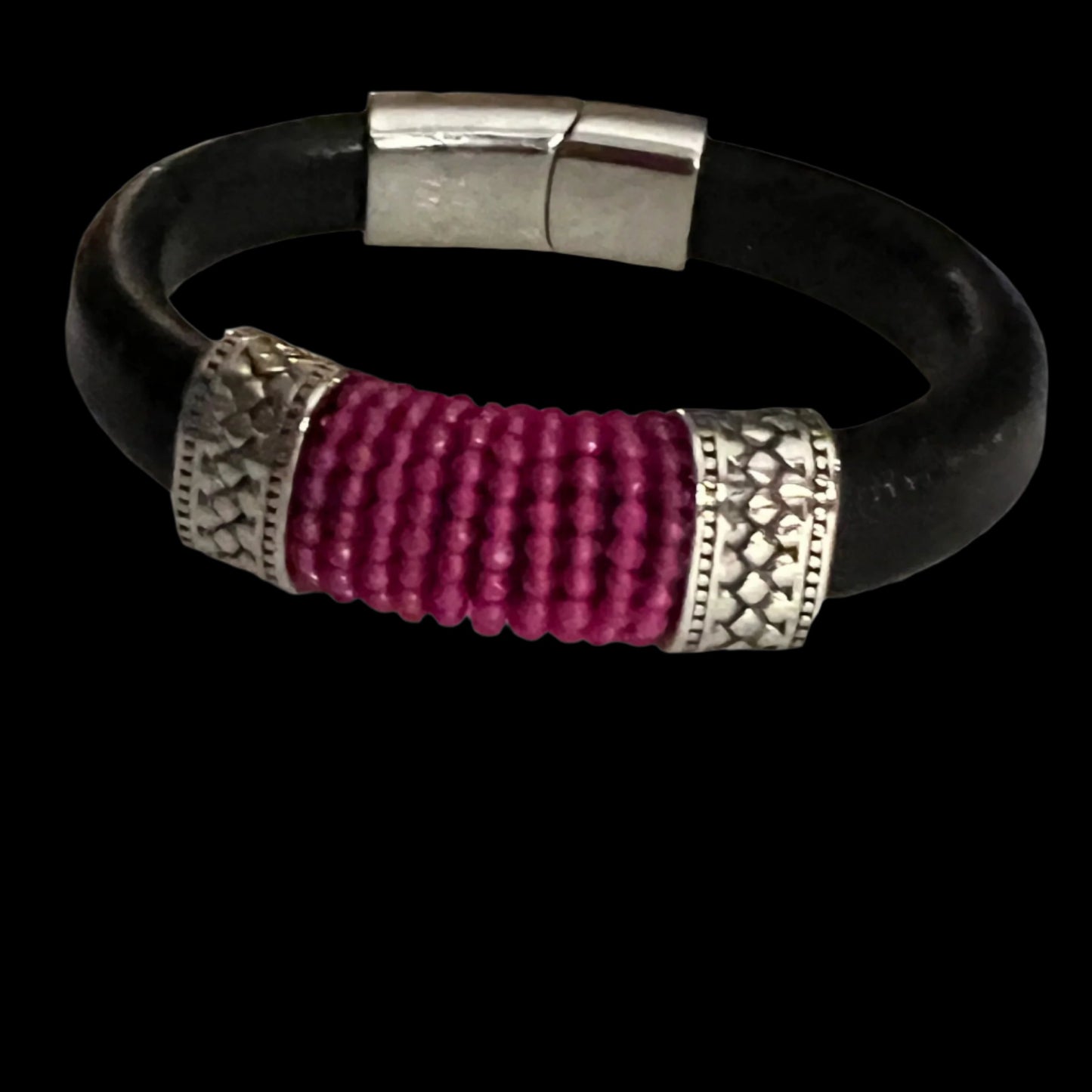 Ruby Wrapped on Black Leather