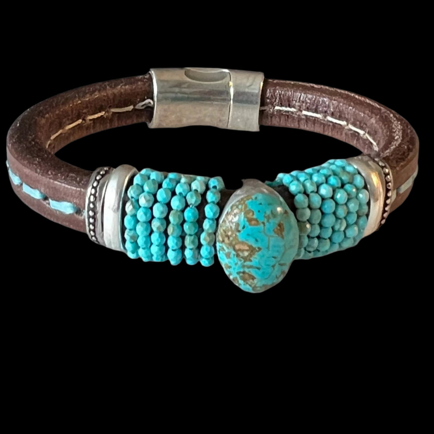 Turquoise on Brown Leather