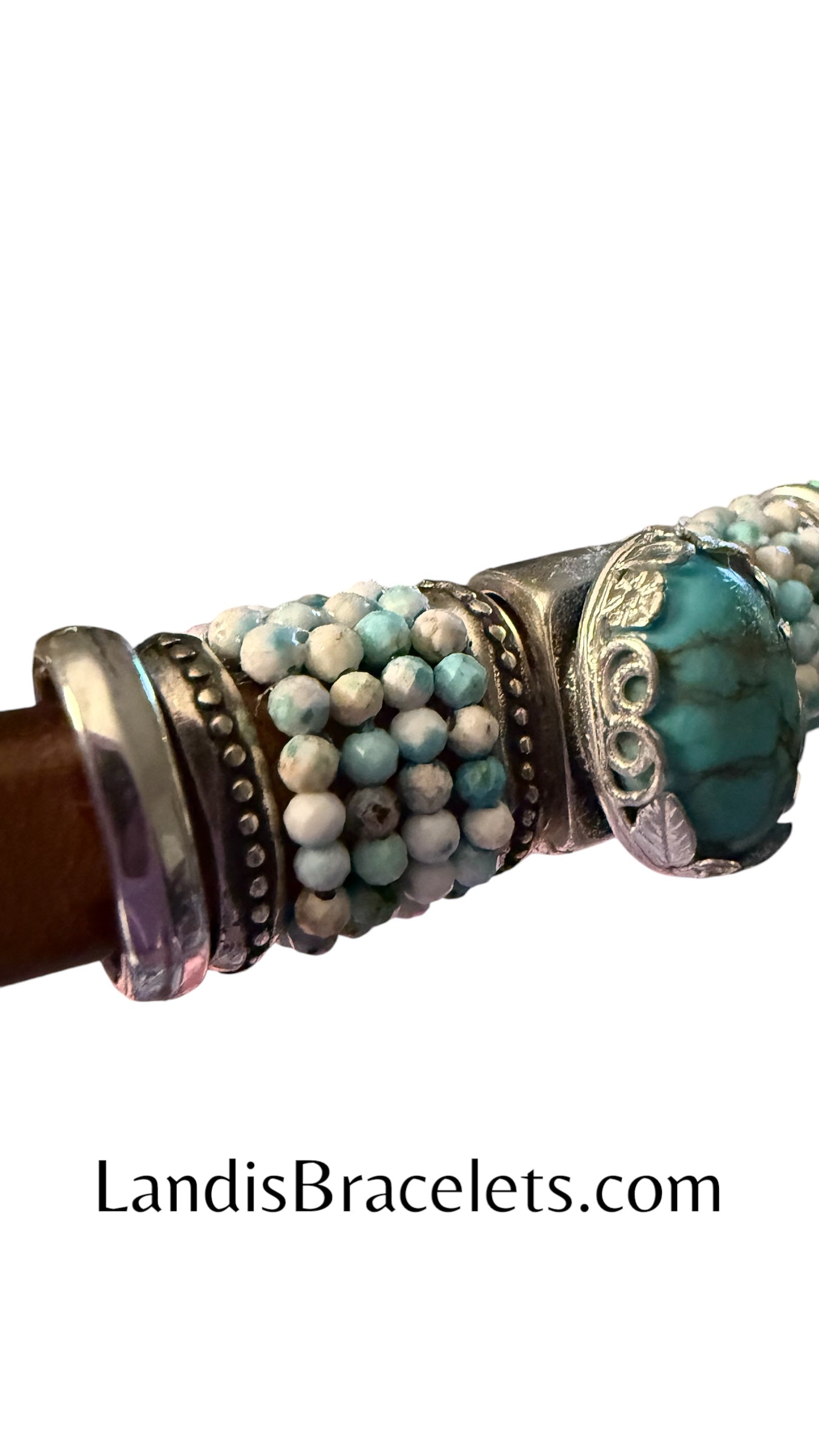 Doubled Wrapped Blue and White Turquoise with Turquoise Canter