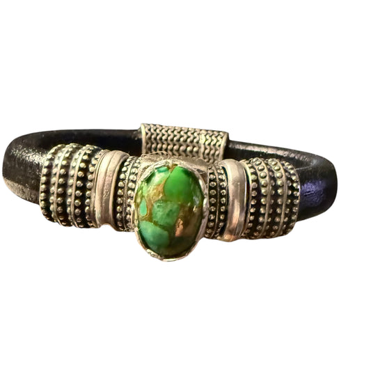 Black Leather with a Sonoran Golden Turquoise as a center