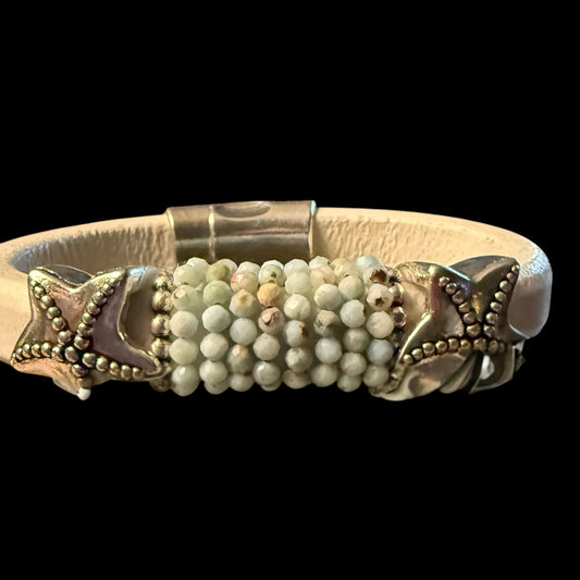 Starfish with Latimar on White Leather