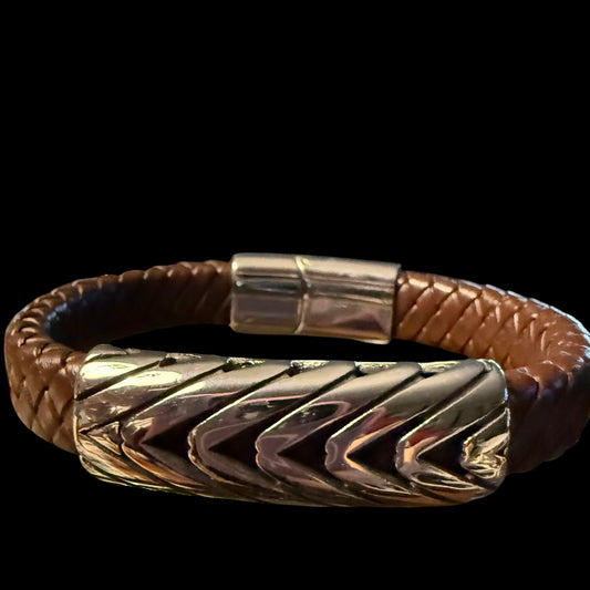 Brown Woven Geometric Stainless Steel