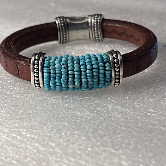 Turquoise on Textured Brown