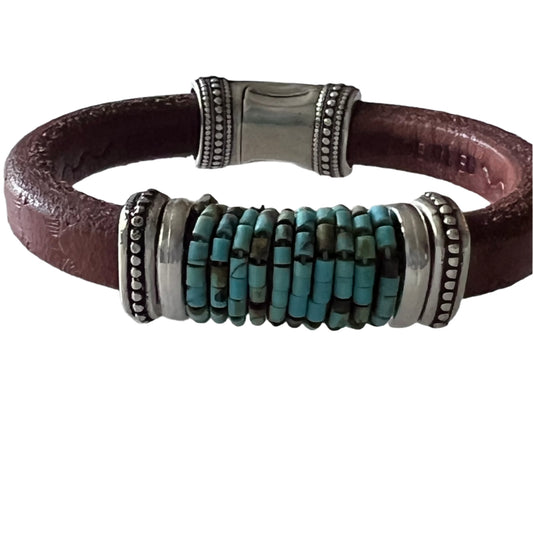 Dark Brown Textured with Tubular Turquoise