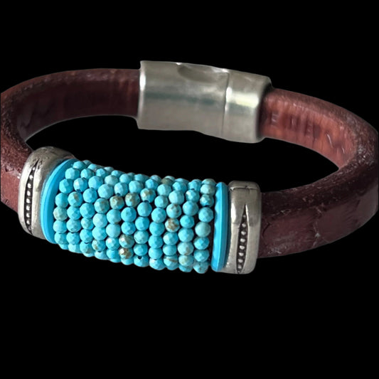Brown Leather with Turquoise