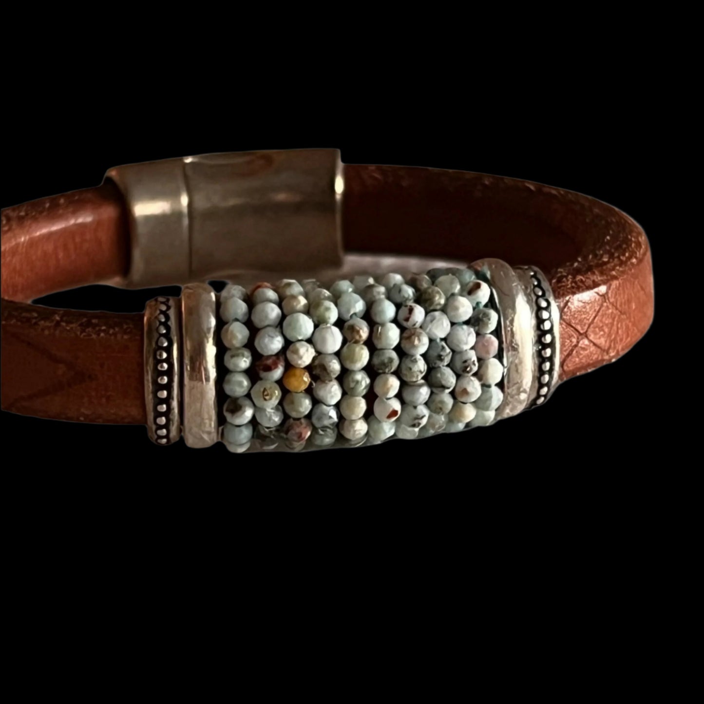 Dark Brown Leather with Larimar