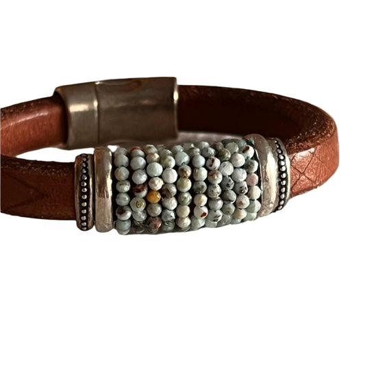 Dark Brown Leather with Larimar