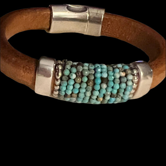Brown Leather with Turquoise