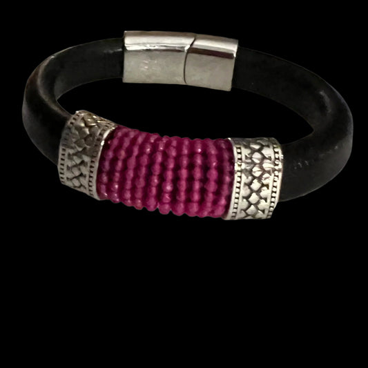 Ruby Wrapped on Black Leather