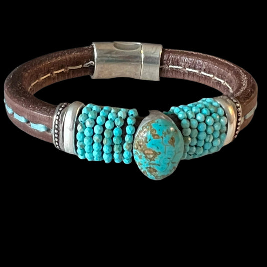 Turquoise on Brown Leather