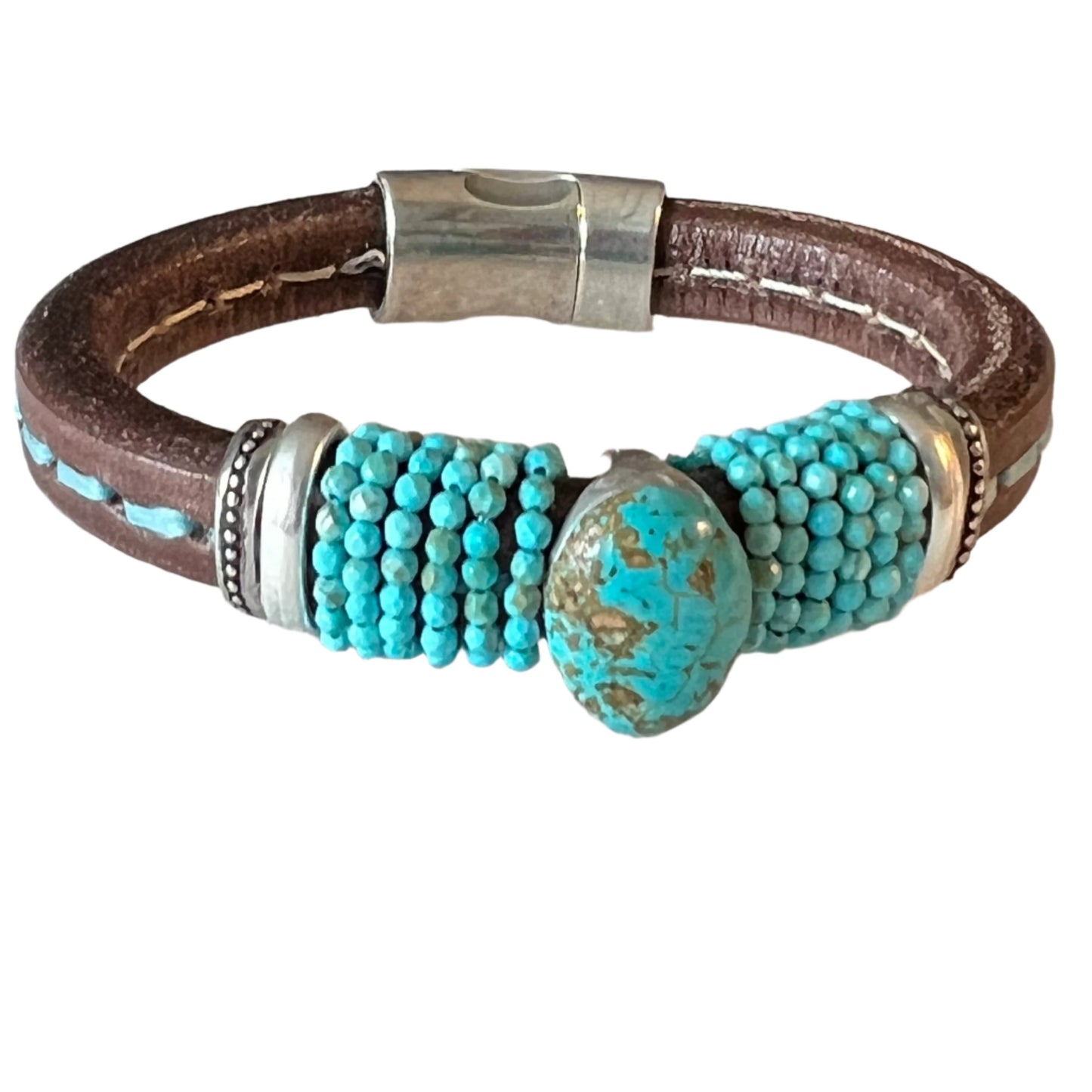 AAA Double Kingman Turquoise on Brown with Blue