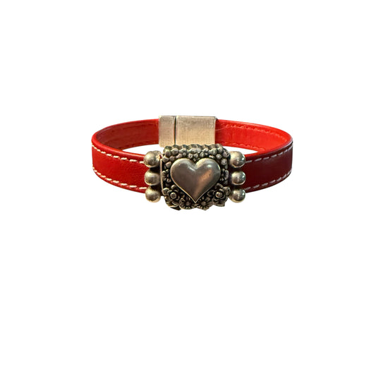 Heart on Red Leather Thin Leather