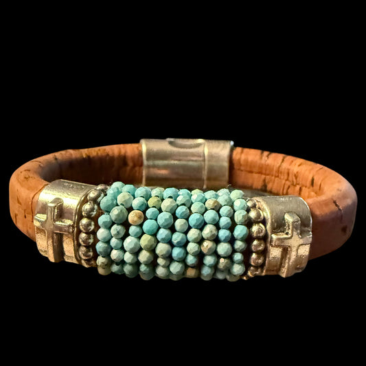 Cross on Cork and Turquoise on Cork