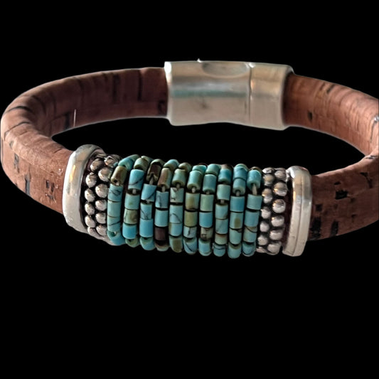 Cork with Blue Tubular Turquoise